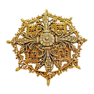 Vintage ART Arthur Pepper Statement Brooch Gold & Silver Maltese Cross Round